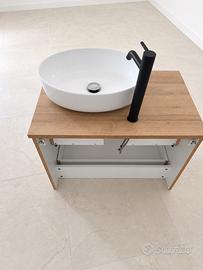 Mobile bagno con lavabo e ribinetto nero- 78x50 cm