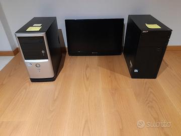  2 PC fissi con 1 HDD 1 tera +monitor 19 pollici 