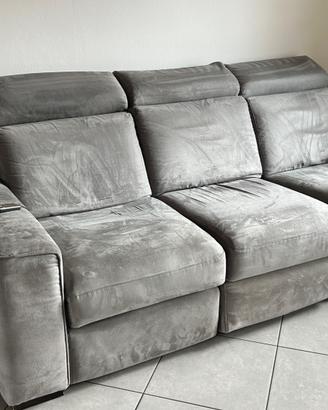 Divano poltrone sofà 3 posti, doppia seduta relax