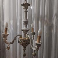 set lampadario e lampade in ceramica Capodimonte