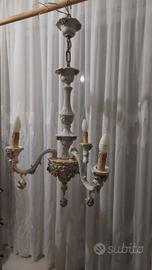 set lampadario e lampade in ceramica Capodimonte