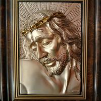 Arte Sacra Volto di Cristo in bagno d'argento 925