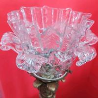 lampada stile liberty in ottone e paralume Murano