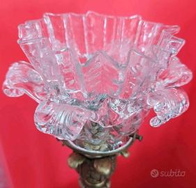 lampada stile liberty in ottone e paralume Murano