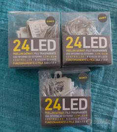 24 LED filo trasparente luce bianca