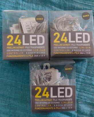 24 LED filo trasparente luce bianca
