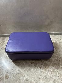 Puff contenitore in ecopelle viola con ruote