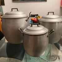 3 pentole alluminio vintage a botte
