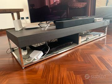 Mobile porta tv Molteni in rovere grigio e acciaio