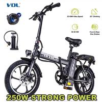 VDL, Bici Elettrica Pieghevole 16″ 250W 36V 11,4Ah