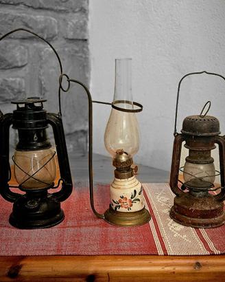 Lotto 3 lampade a petrolio vintage d'epoca