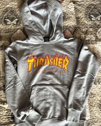 Felpa Trasher con cappuccio, grigia, taglia S