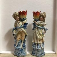 Candelabri in porcellana dipinti a mano. '800