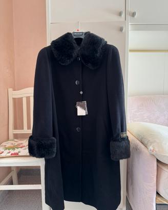 Cappotto nero in lana e cashmere - made in italy