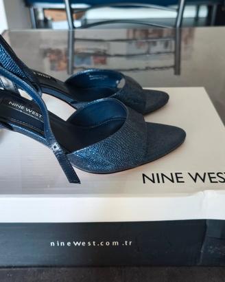 Sandalo con tacco blue navy