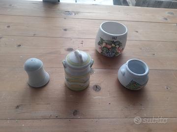 Set Vintage Ceramica da Cucina - 4 Pezzi Decorati