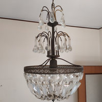 Lampadario Antico con pendoli in cristallo