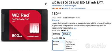 Western Digital WD RED 500GB NAS SSD 2.5 Inch SATA