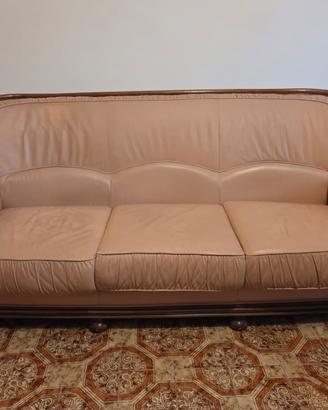 Divano 3 posti in vera pelle beige