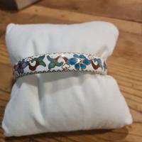 Bracciale bianco, vintage, braccialetto cloisonné,