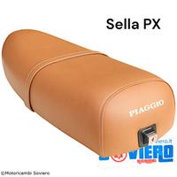 Sella Lunga Marrone con Scritta Vespa PX 125 150