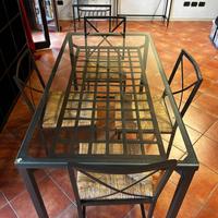 Tavolo soggiorno cristallo ferro nero