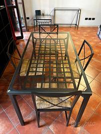 Tavolo soggiorno cristallo ferro nero