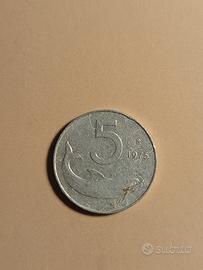 5 Lire 1975 Repubblica Italiana "ROMAGNOLI"
