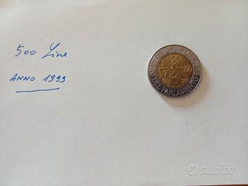 Rara Moneta 500 Lire 1999 Elezioni Parlamento Euro
