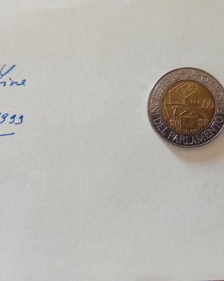 Rara Moneta 500 Lire 1999 Elezioni Parlamento Euro