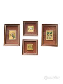Set quadretti miniatire foglia oro vintage