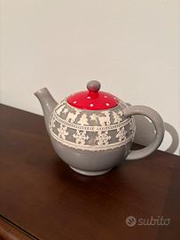 Teiera in ceramica grigia e rossa