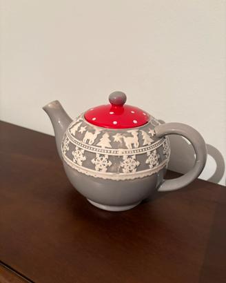 Teiera in ceramica grigia e rossa