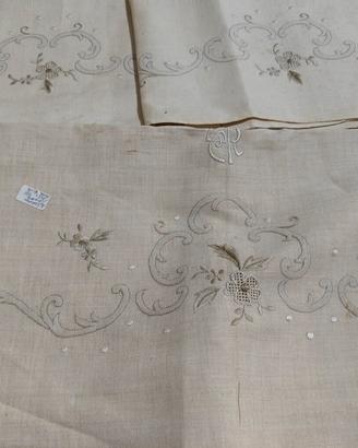 antico lenzuolo matrimoniale di puro lino 