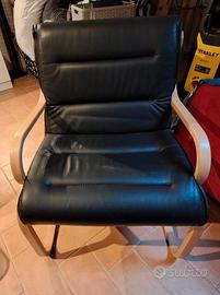 Poltrona pelle e legno