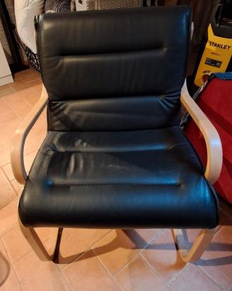 Poltrona pelle e legno