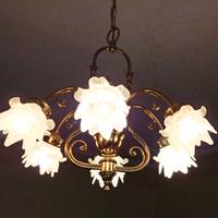 Lampadario in vetro di Murano con 6 braccia