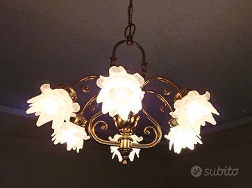 Lampadario in vetro di Murano con 6 braccia