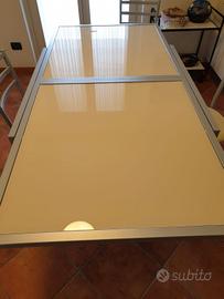 tavolo allungabile 90 x90 x180 acciaio e vetro 