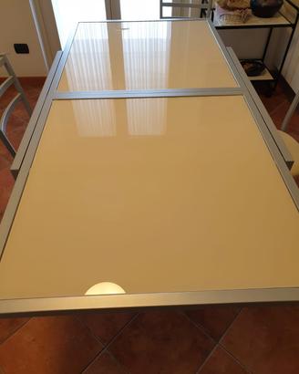 tavolo allungabile 90 x90 x180 acciaio e vetro 