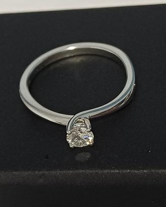 Solitario oro bianco 18K diamante naturale 0,27 ct
