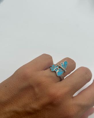 ANELLO VINTAGE ARGENTO 925 CON INTARSIO TURCHESE