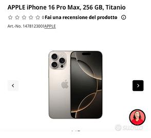 iPhone 16 PRO MAX 256 bianco