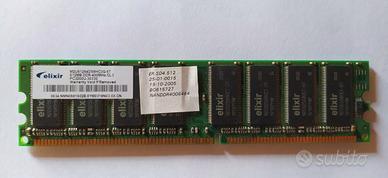 N. 2 moduli di memoria RAM Elixir 512MB DDR-400MHz