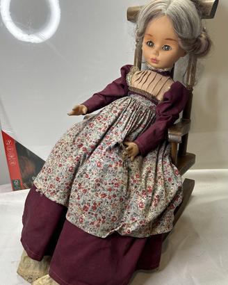 Bambola Vintage “Nonna Betta” su Sedia a Dondolo