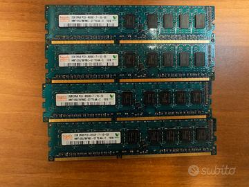 4x 2GB RAM DDR3 ECC Hynix PC3-8500E (8GB totali)
