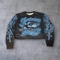 felpa croped blu e nero angelo 