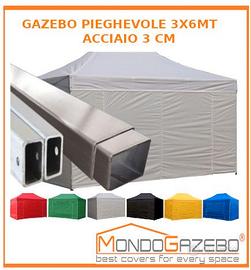 3x6 Gazebo pieghevole 6x3 acciaio 3cm