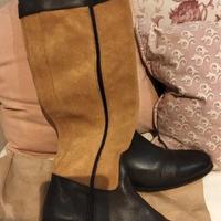 Stivali da equitazione in pelle scamosciata e pell