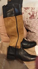 Stivali da equitazione in pelle scamosciata e pell